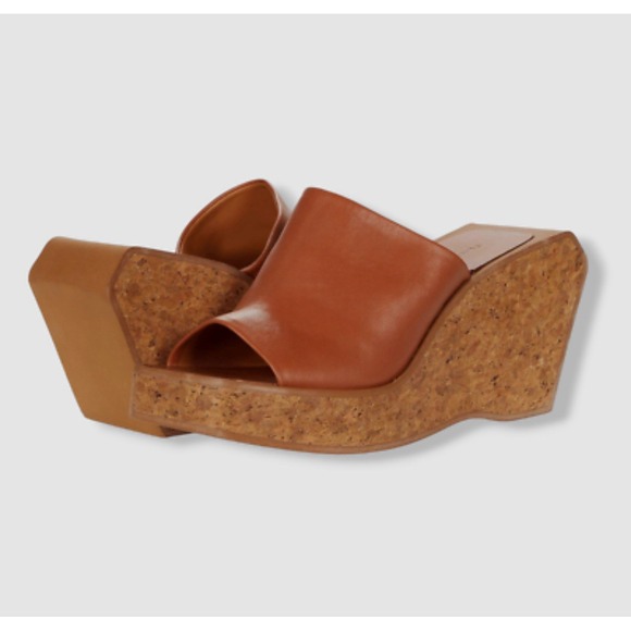 $545 Clergerie Brown Emilia Platform Wedge Slide Sandal Shoes Vacation Sz 37 y2k - Picture 3 of 16